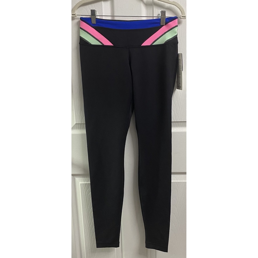 Lululemon Women Ankle Yoga Athletic Pant Leggings Rainbow Panel Black NEW